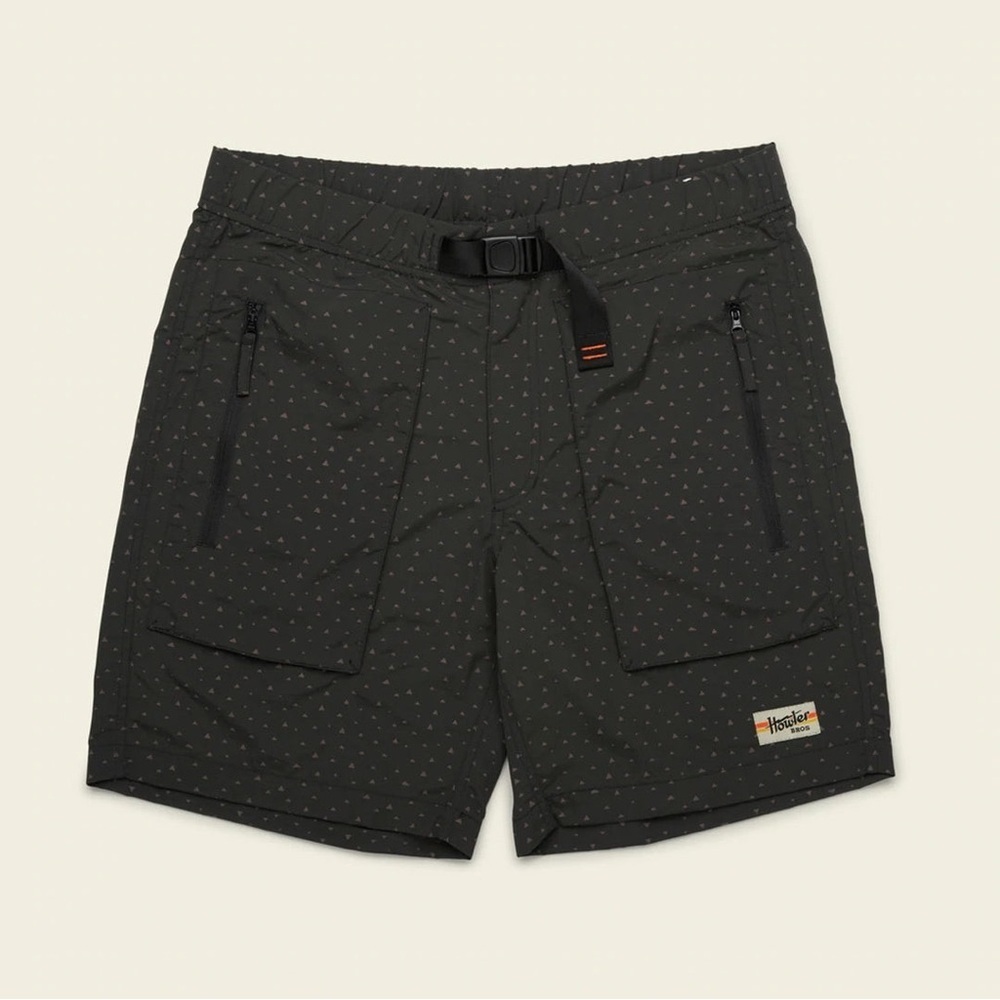 Howler Bros Pedernales Packable Antique Black Geometric Athletic Outdoor Shorts
